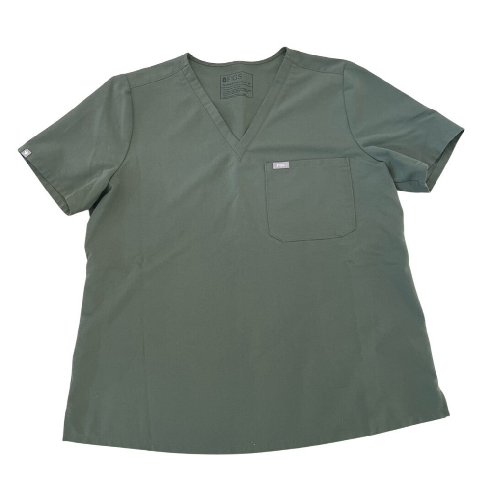 Figs Technical Collection V-neck Scrub Top in Olive